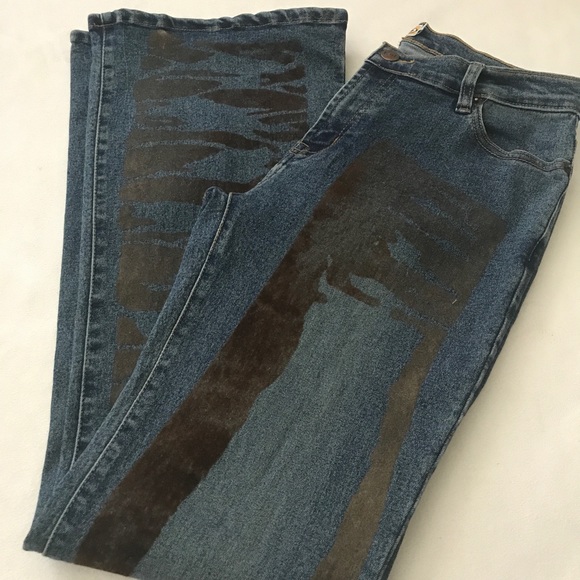 Y2K Blue Jeans Flares With Velour Detail - Picture 9 of 9